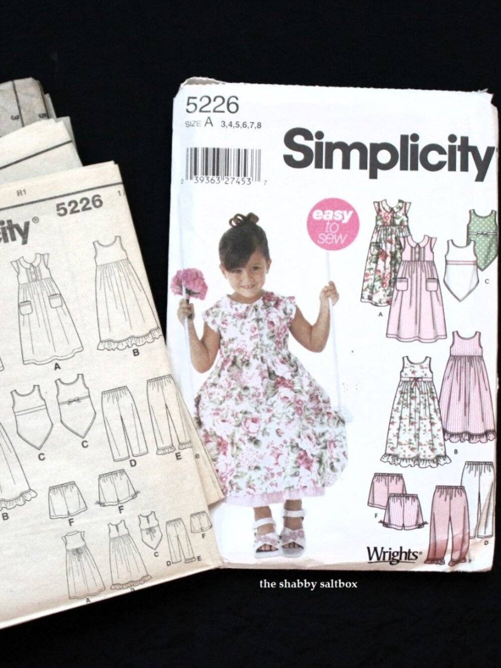 2004 Simplicity Girls Slip Dress (3 4 5 6 7 9) Cottagecore English Spanish VTG